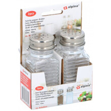 salt and pepper shakers glass/stainless steel transparent/silver 2 pieces