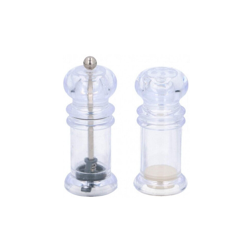 pepper and salt mill 10-11 x 4 cm transparent 2-piece