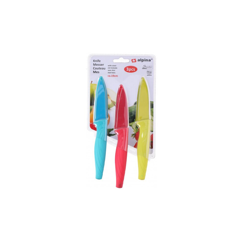 knives 19 cm steel/rubber blue/yellow/red