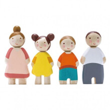 Tender Leaf Toys - Leaf Familj - 4 Delar Trä Mini Dockor Leksakssats för Barn