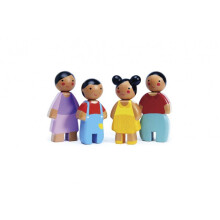 Tender Leaf Toys - Sunny Doll Familie - Set mit 4 multikulturellen Holzpuppen für Miniaturspiele