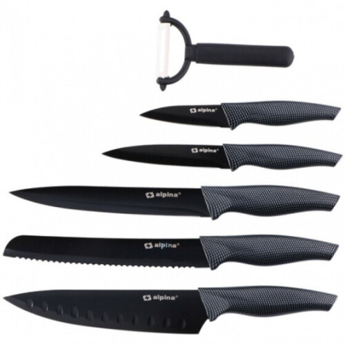 Alpina knife set 6 pieces stainless steel black