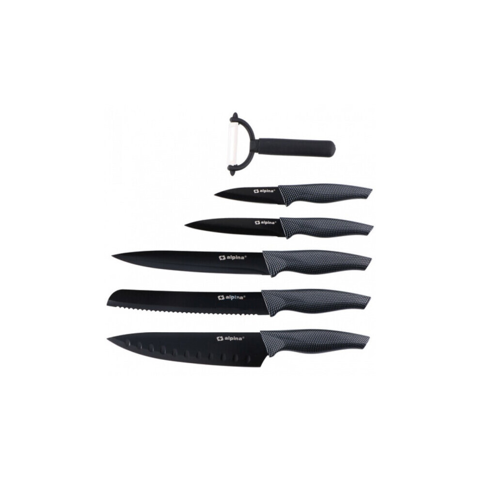 knife set 6 pieces stainless steel black