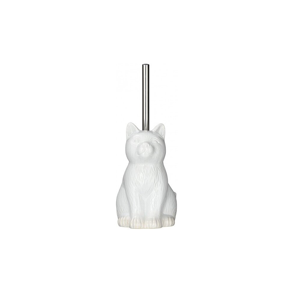 toilet brush and holder Cat 14 x 22 cm ceramic white