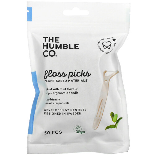 The Humble Co., 2-In-1 Floss Picks, Mint, 50 Picks