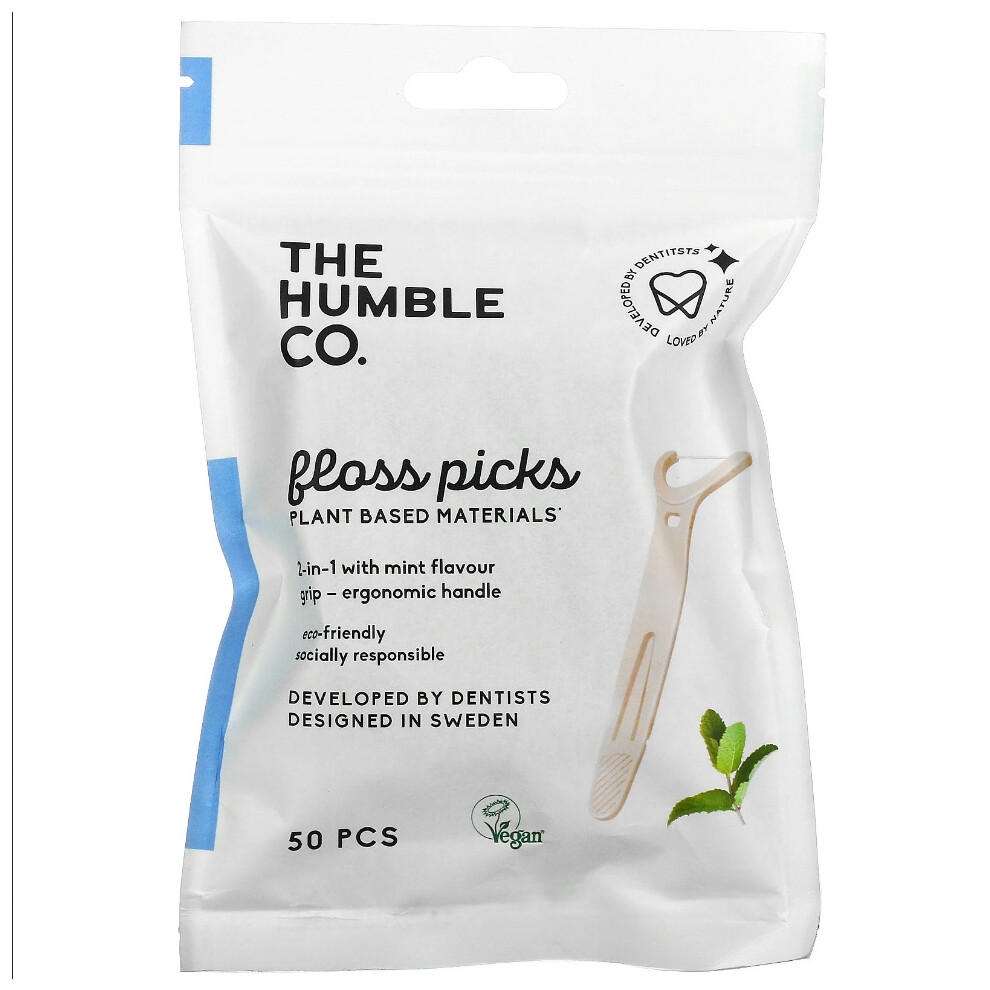 The Humble Co. , 2-In-1 Floss Picks, Mint, 50 Picks