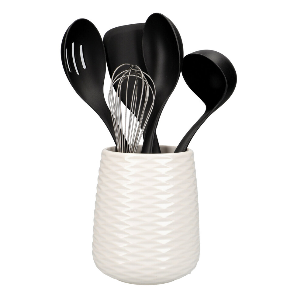 KitchenAid 6 Piece Utensil Set and Holder, Non-Stick and Dishwasher Safe Cooking Tools