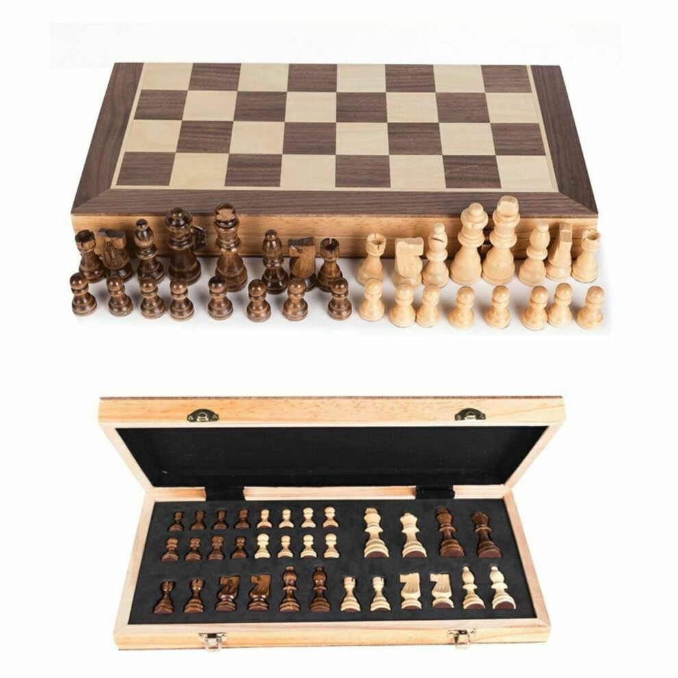 Large Wooden Chess Set with Folding Board, Magnetic Pieces, Portable Staunton Style 30x30cm - Model 882844-image-OPC-P7X88TM-NEW