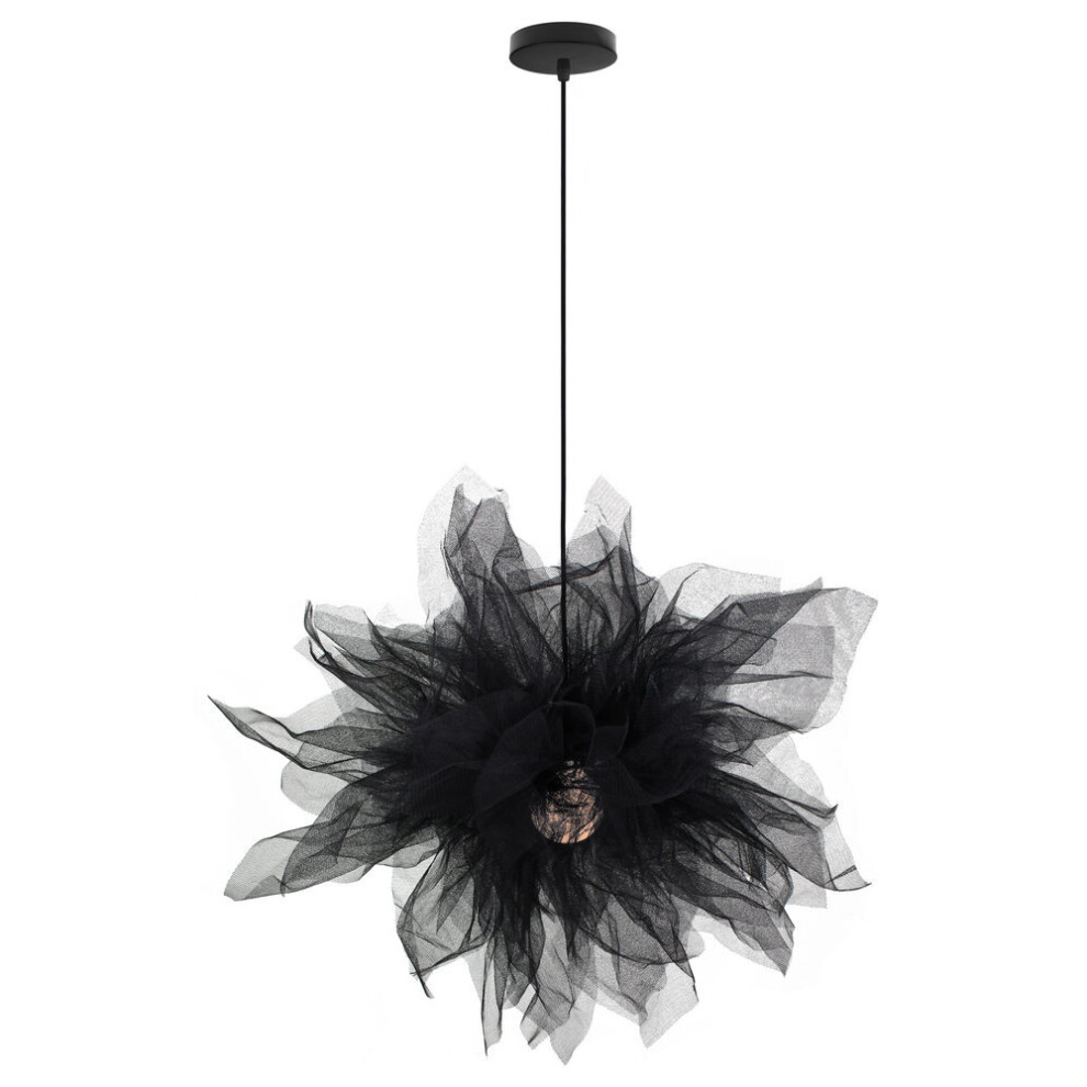Stoex Romantic Gentle Chandelier Elegant Organza Pendant Modern Fantasy Gauze Ceiling Lamp For Bedroom Loft Cafe Light/Black