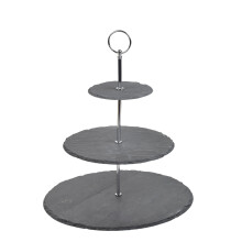 (3 Tier Natural Slate Round) 2 3 4 Tier Decorative Plate Pie Cupcake Cake Stand