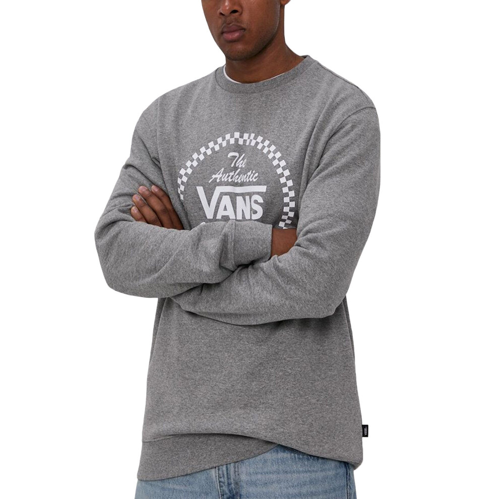 (S, Cement) Vans Mens Athletic Crew Neck Cotton Casual Pullover Sweatshirt