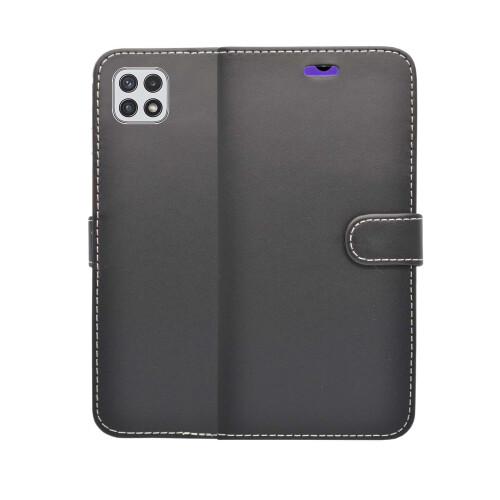 (Black) Case For Samsung Galaxy A22 5G Wallet Flip PU Leather Stand Card Slot Pouch Cover