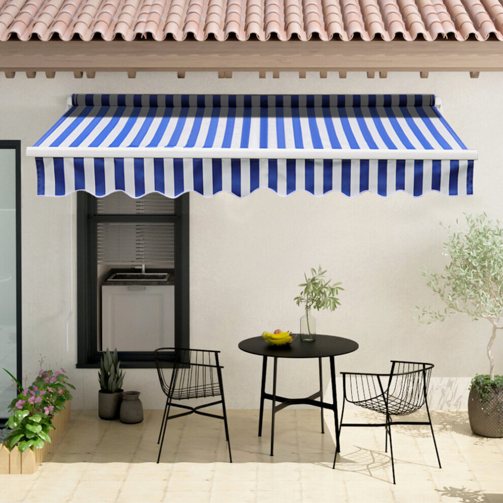 (3.5x3M) Retractable DIY Manual Patio Awning Canopy Garden Shade Shelter