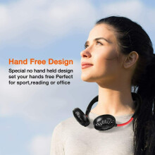 Portable USB Neck Fan Hands-Free Dual-Head Cooling, Rechargeable 1200mAh, 3-Speed Lightweight Neckband for Travel