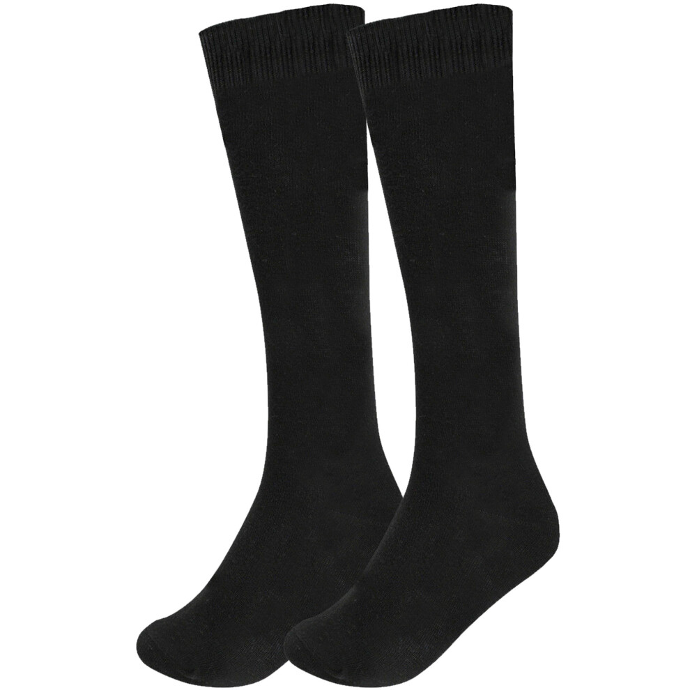(Black (Plain), 4-7) Girls Knee School Sock Plain Satin Bow Sock 3 Pack-image-OPC-P7X8NVZ-NEW