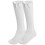 (White, 6-8.5) Girls Knee School Sock Plain Satin Bow Sock 3 Pack 1