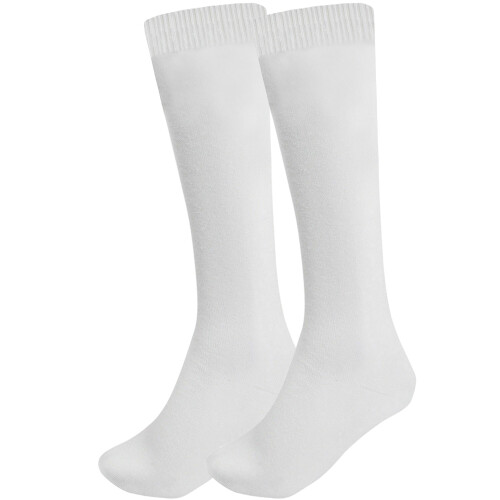 (White (Plain), 9-12) Girls Knee School Sock Plain Satin Bow Sock 3 Pack