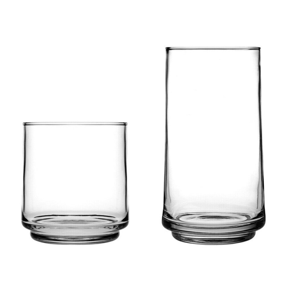 Anchor Hocking 16 Piece Drinking Glasses Set Water Glasses Drinkware Set HiBalls