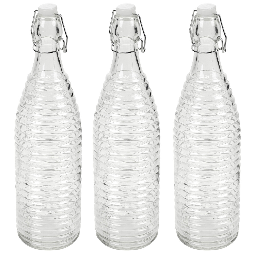 (Lined, 3) 1 3 6x 1L Water Glass Glass Swing Lid Drink Bottle