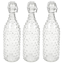 (Dotted, 3) 1 3 6x 1L Water Glass Glass Swing Lid Drink Bottle