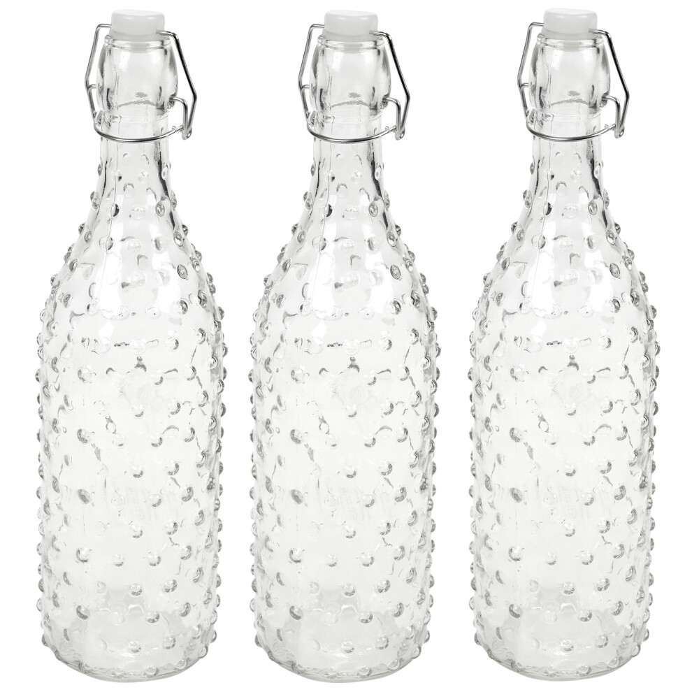 (Dotted, 3) 1 3 6x 1L Water Glass Glass Swing Lid Drink Bottle