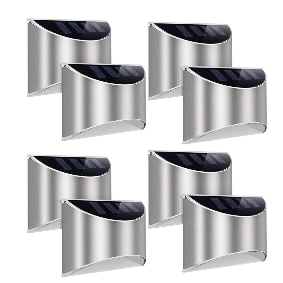 Bysion 8Pc Led Solar Power Garden Fence Lights Wall Light Patio Outdoor Security Lamps Uk