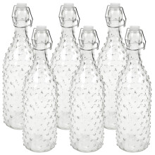 (Dotted, 6) 1 3 6x 1L Water Glass Glass Swing Lid Drink Bottle
