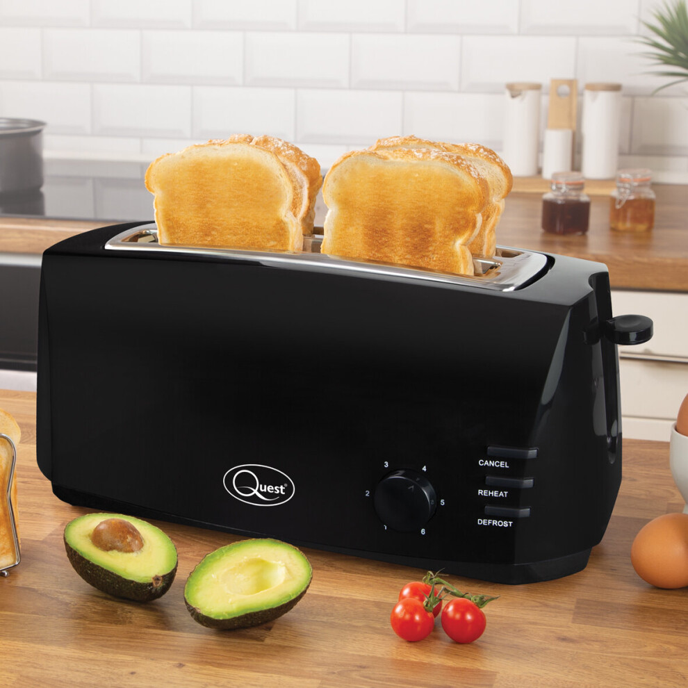 Quest 35069 4-Slice Toaster With Extra Wide Slots / 1400W, Black