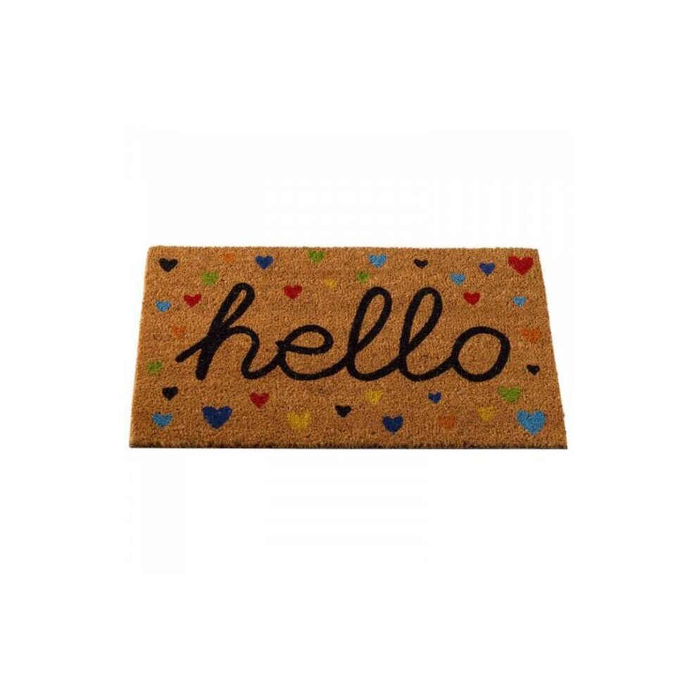 Smart Garden Products Decoir Mat Hearty Hello Funny Novelty Coir Doormat 75 X 45Cm Non Slip