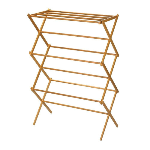 (3 Tier) Bamboo Wood Folding Clothes Drying Rack Airer New 2
