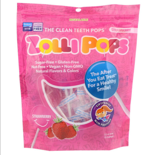 Zollipops, Chupetas, Morango, 3.1 oz (88 g)