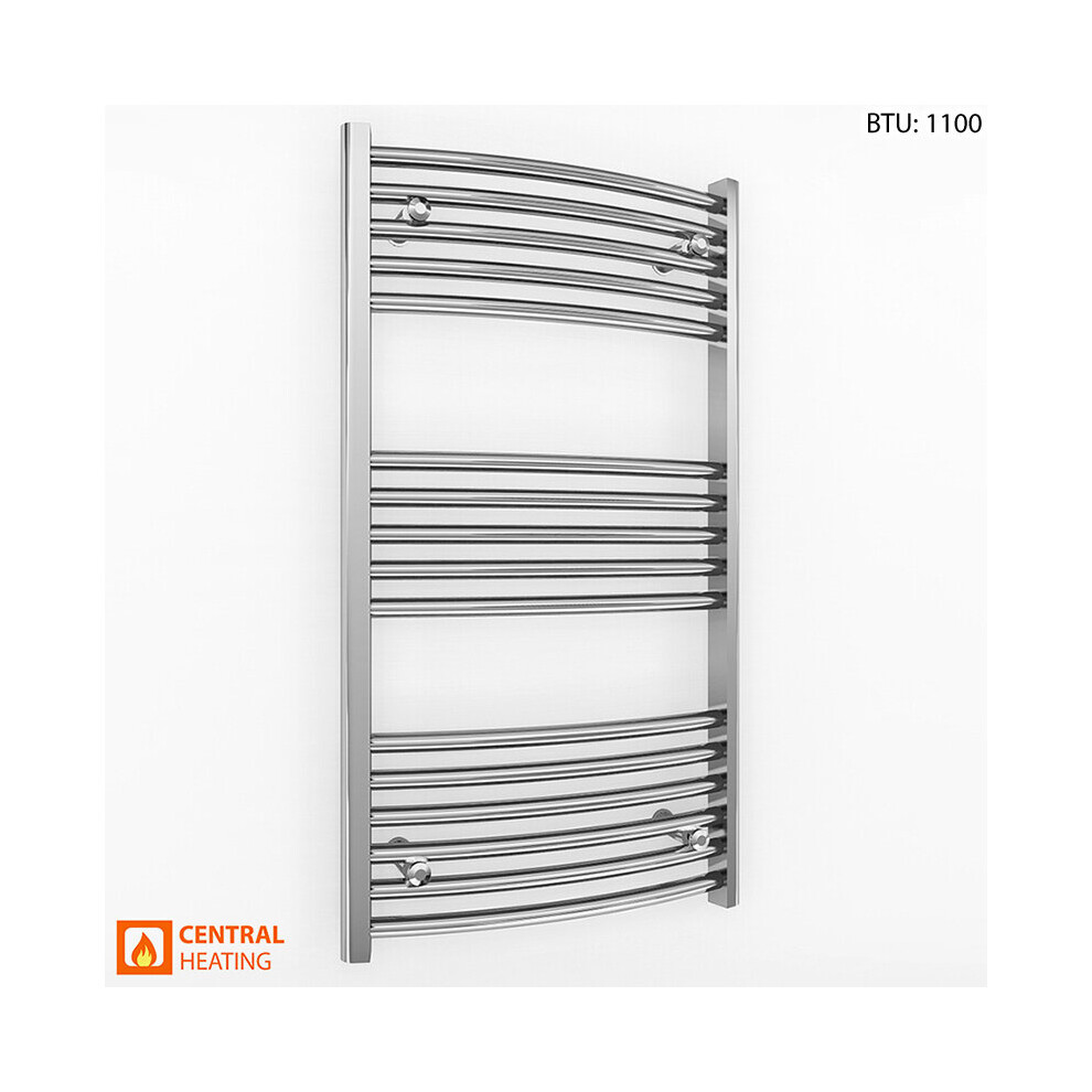 (600 x 900mm (BTU: 1100)) Curved Chrome Bathroom Designer Towel Radiator