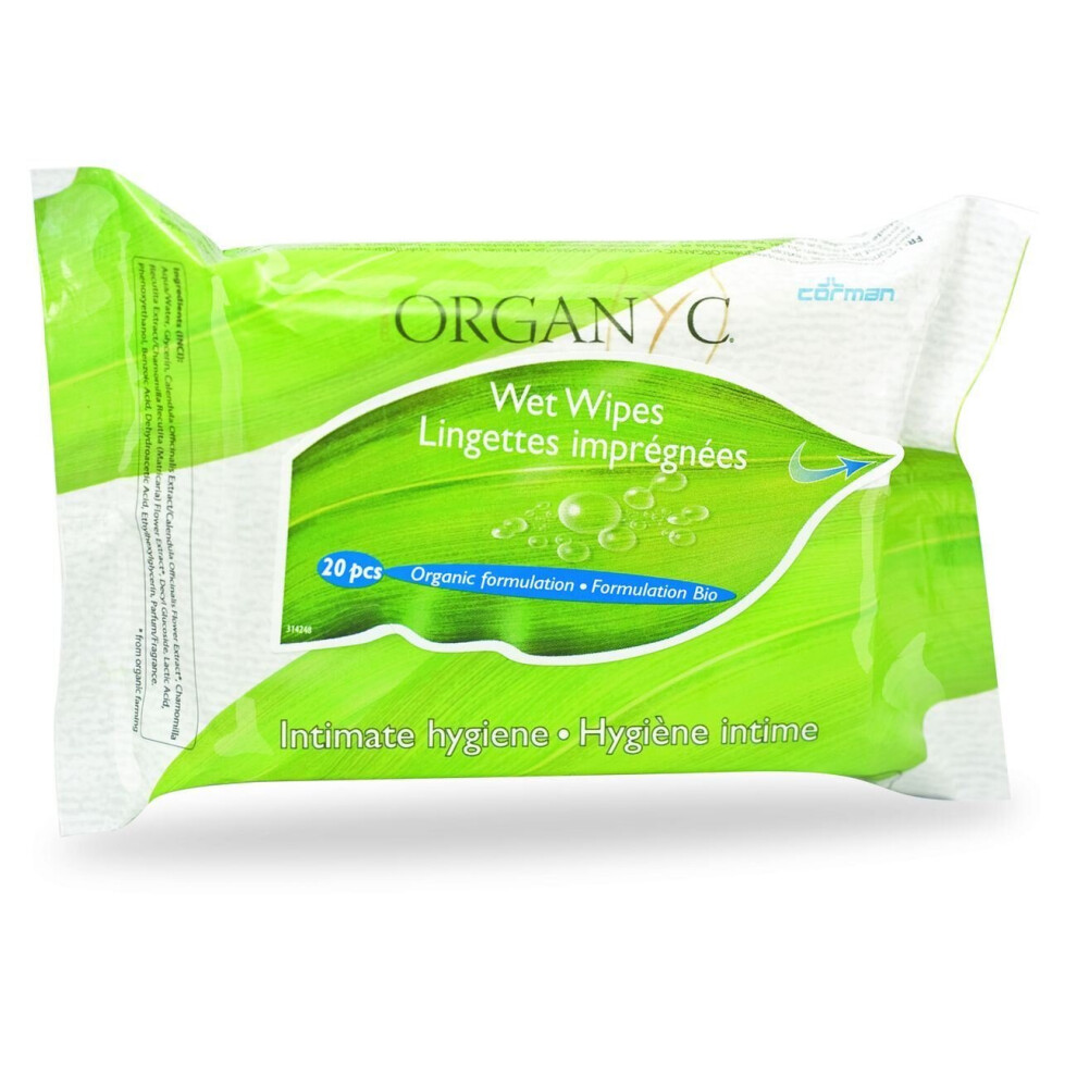 Organyc Intimate Wet Wipes 20 Pieces