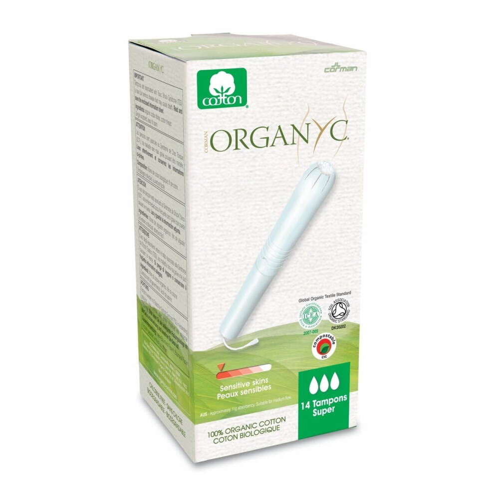 Organyc Organic Cotton Tampons With Applicator - Super -14 Per Pack