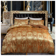 (Gold, King) Luxury Jacquard Floral Bedding Set , Simple Flower Duvet Cover Set with Zipper Closure, Lightweight and Breathable ,Soft and Durable Bedding Set