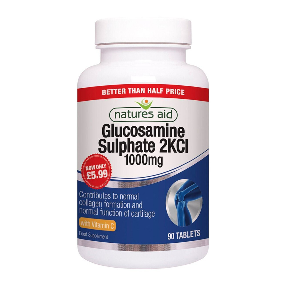 Natures Aid Glucosamine Sulphate 2KCI with Vitamin C 1000mg 90 Tablets