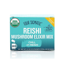 Four Sigmatic, Ekologisk Elixir Mix med Reishi Svamp & Tulsi, Calm, Koffeinfri, 20 Packeter, 0.1 oz (3 g) Varje