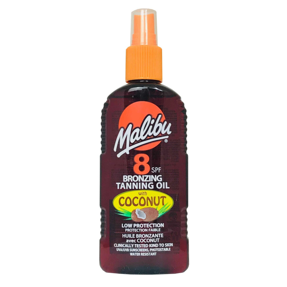 Malibu Bronzing Tanning Oil 200ml SPF8 With Coconut