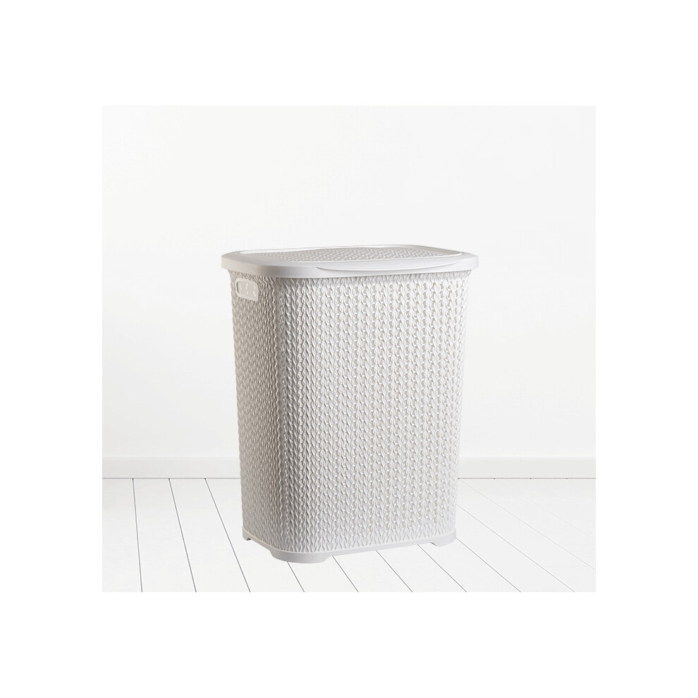 (White) Plastic Laundry Basket Clothes Washing Bin Storage Hamper Small Large Organiser