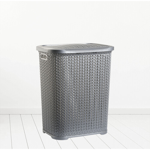 (White) Plastic Laundry Basket Clothes Washing Bin Storage Hamper Small Large Organiser 2
