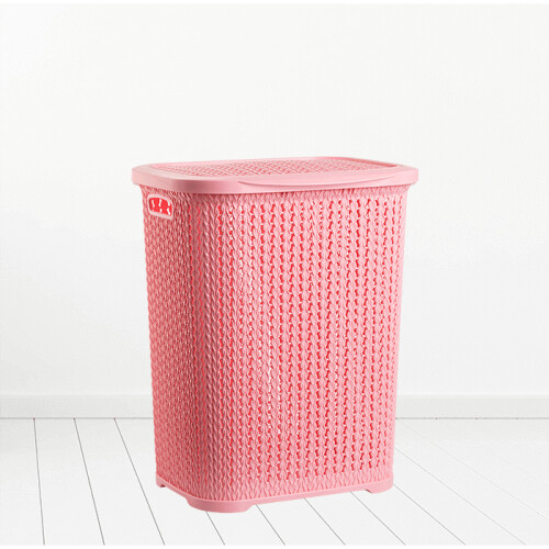 (Pink) Plastic Laundry Basket Clothes Washing Bin Storage Hamper Small Large Organiser