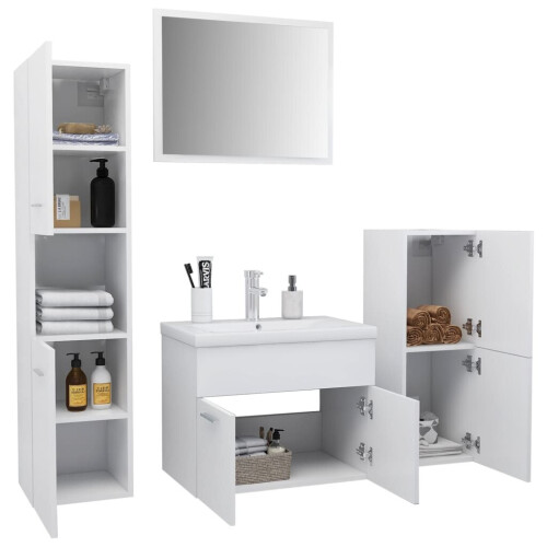VidaXL vidaXL Badmöbel-Set Weiß Holzwerkstoff 2