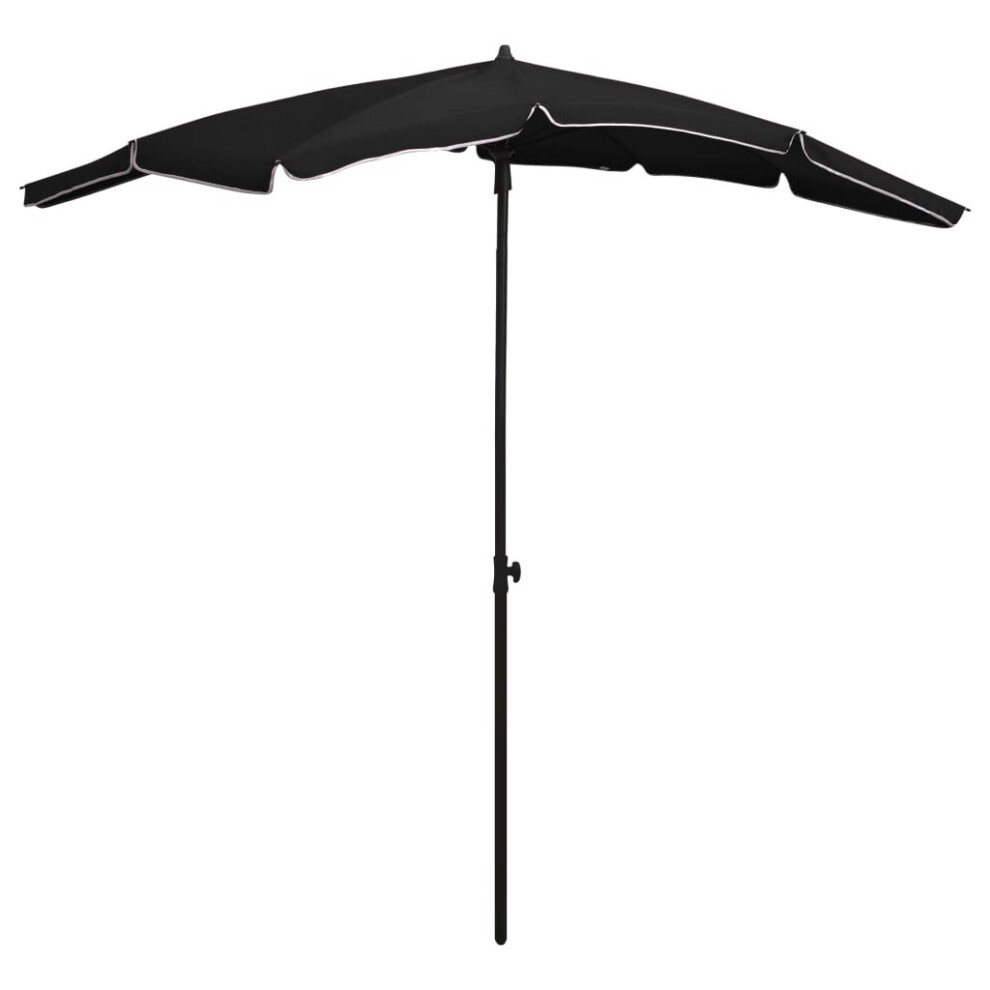 vidaXL Garden Parasol with Pole 200x130 cm Black Umbrella Garden Patio Parasol