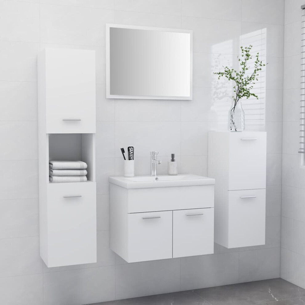 vidaXL Bathroom Furniture Set White Chipboard Wall Cabinet Bathroom Cupboard