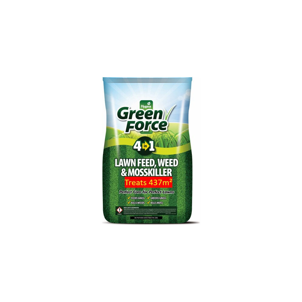 Force 4In1 Triple Action Lawn Feed, Weed & Mosskiller 8.75Kg Green