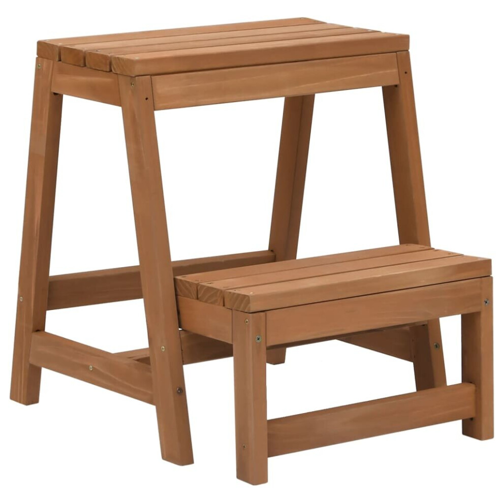 vidaXL Solid Firwood Foldable Step Stool Ladder Scaffolding Step up Stool