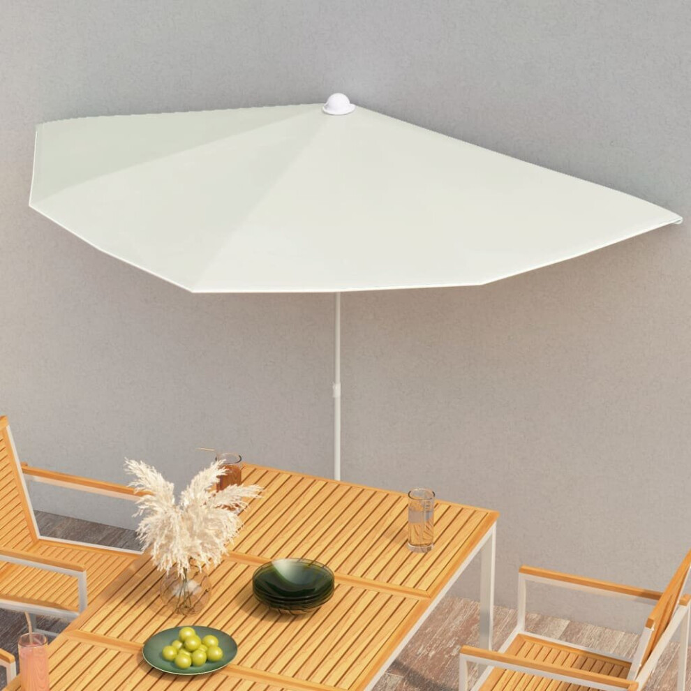 Vidaxl Garden Half Parasol With Pole Outdoor Umbrella Sunshade Canopy Sand