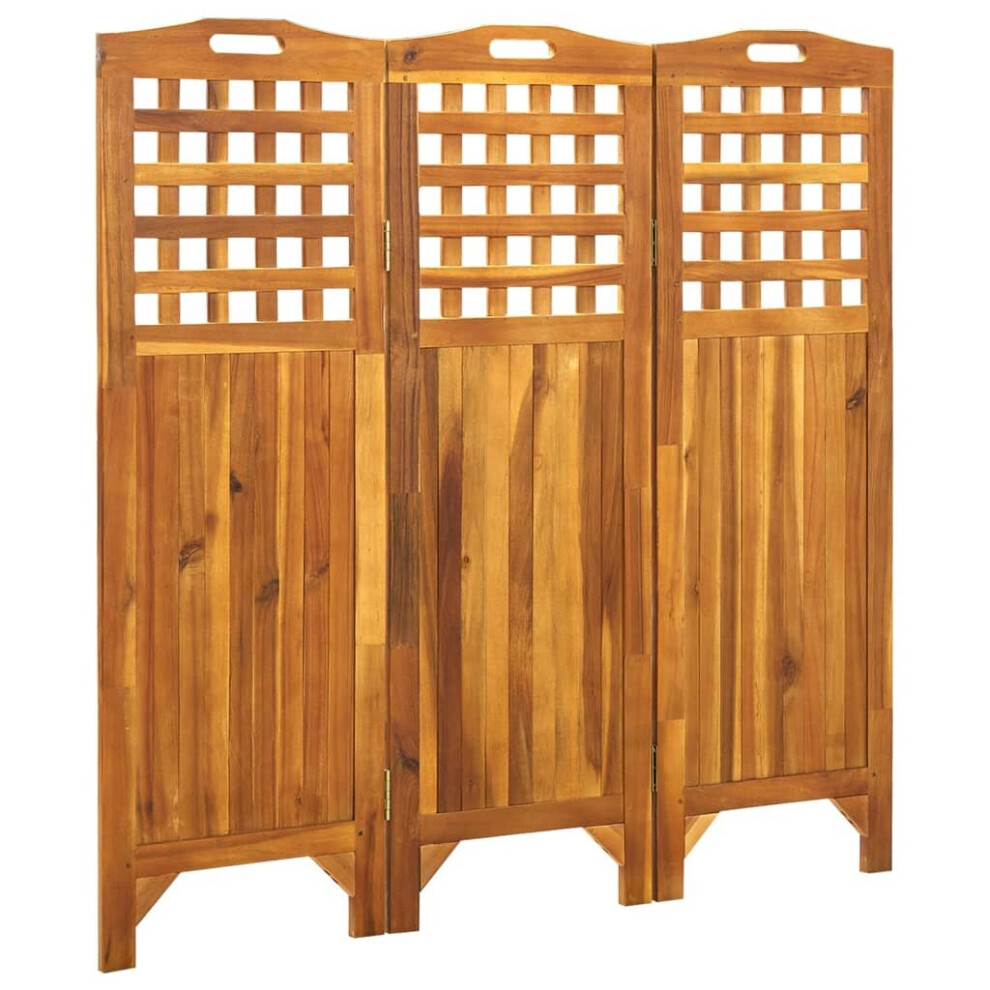 vidaXL Solid Acacia Wood 3-Panel Room Divider 121x2x120 cm Decorative Screen