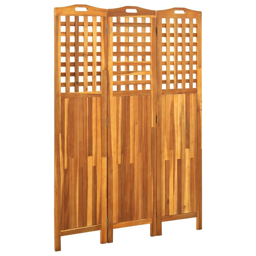 vidaXL Solid Acacia Wood 3-Panel Room Divider 121x2x170 cm Decorative Screen