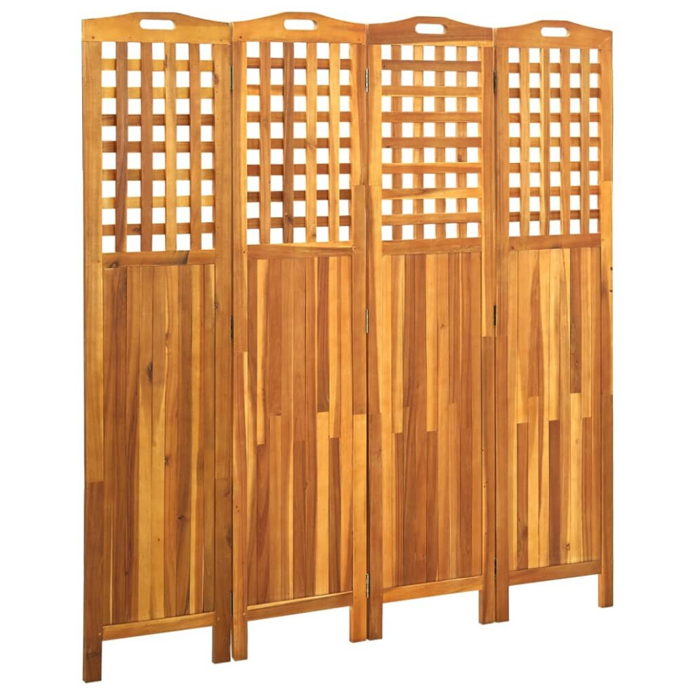 vidaXL Solid Acacia Wood 4-Panel Room Divider 161x2x170 cm Decorative Screen